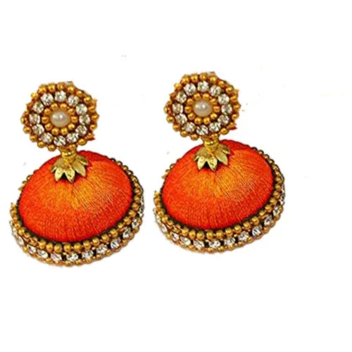 Orange Silk Thread Necklace Set - Orgoshops