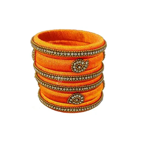Orange Silk Thread Necklace Set - Orgoshops