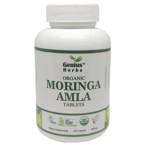 Genius Herbs Organic Moringa Amla - 100 Tablets - Orgoshops