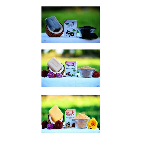 Macaw Herbal Charcoal and Bentonite and Sandal Soap - 300g (Pack of 3) - Orgoshops