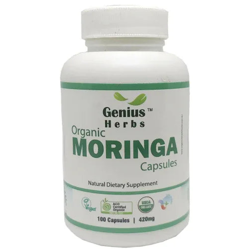 Genius Herbs Organic Moringa Capsules - 100 capsules - Orgoshops