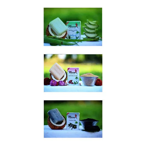 Macaw Herbal Neem and Aloevera and Charcoal and Bentonite Soap - 300g (Pack of 3) - Orgoshops