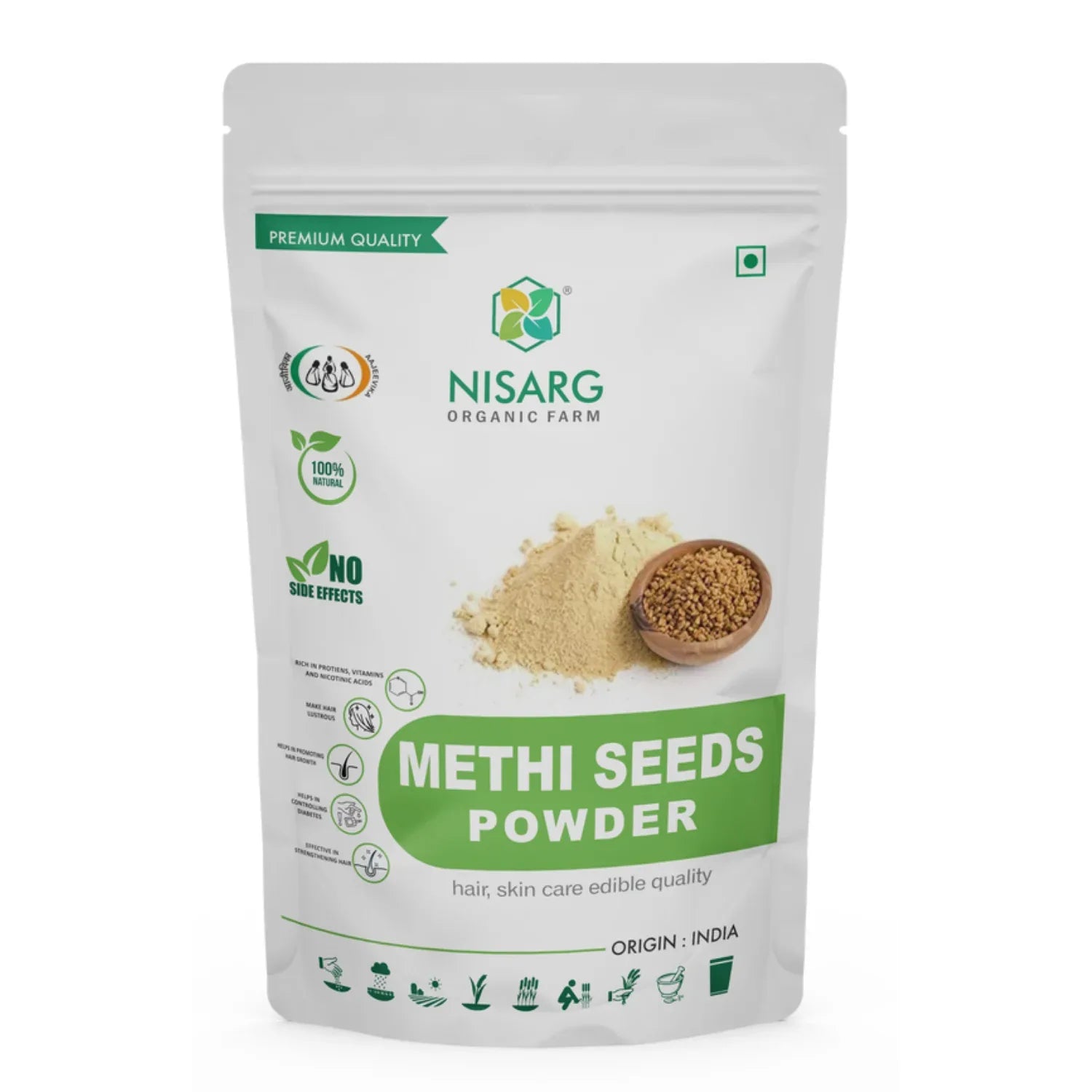 Nisarg Organic Farm Fenugreek/ Methi Seeds Powder - Orgoshops
