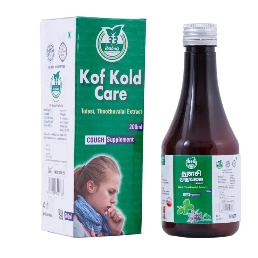 33 Herbals K of Kold Care (Tulasi Thuthuvalai)- 200 ml - Orgoshops