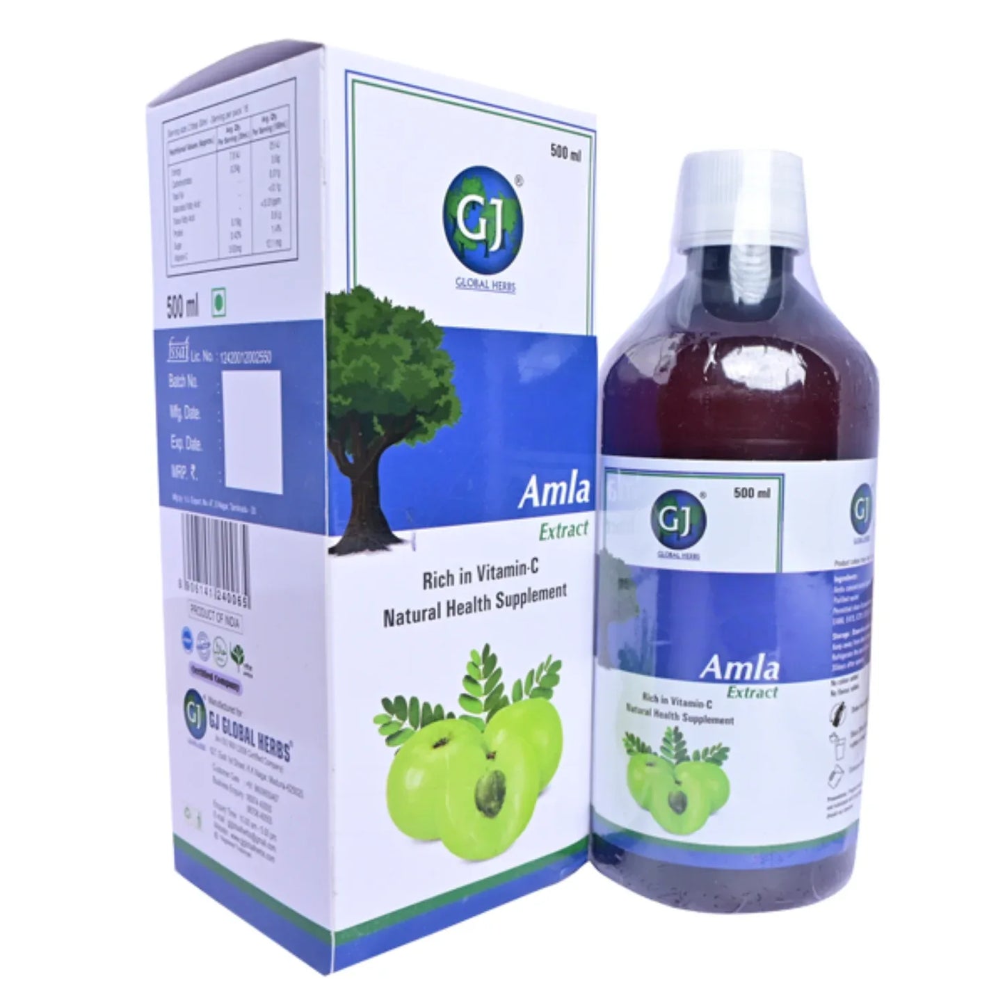 GJ Global Herbs Amla Extract Juice - 500 ml - Orgoshops