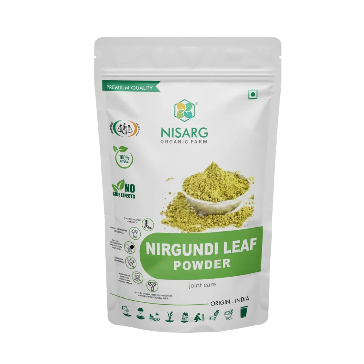 Nisarg Organic Farm Nirgundi Leaf Powder - Orgoshops