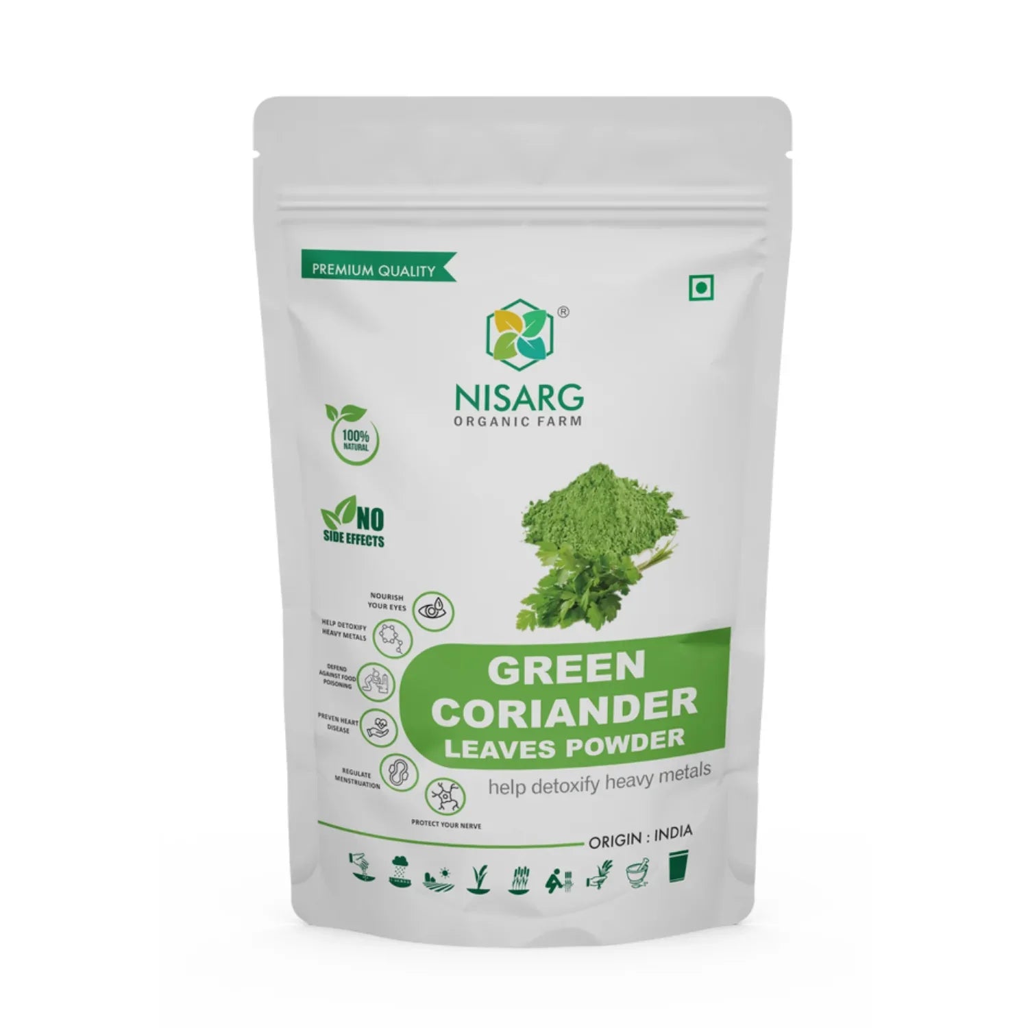 Nisarg Organic Farm Green Coriander Leaf Powder - Orgoshops