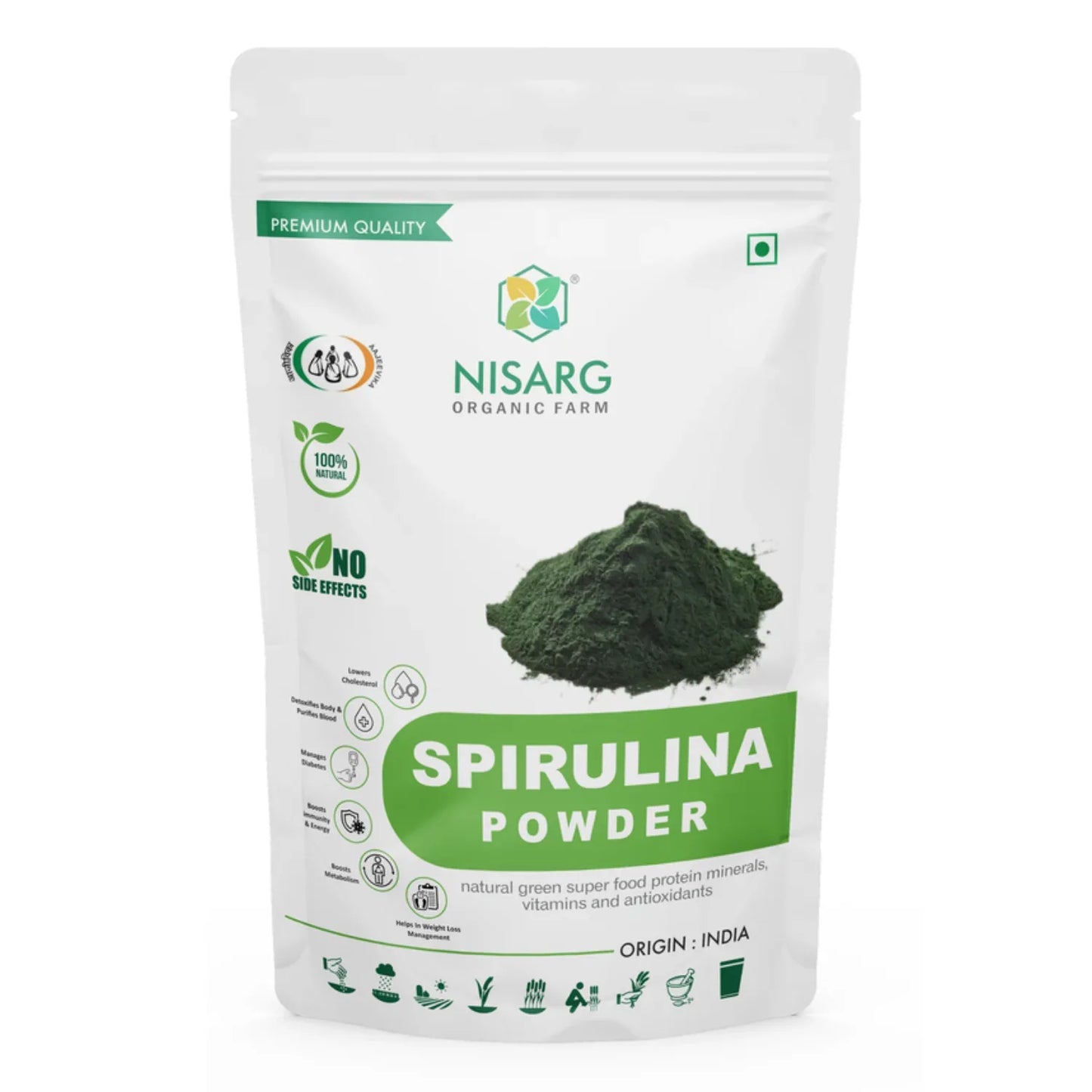 Nisarg Organic Farm Spirulina Powder - Orgoshops