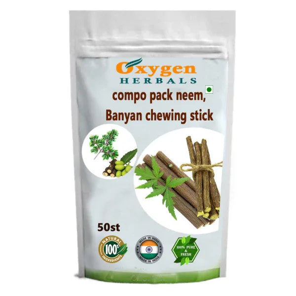 Oxygen Herbals Neem And Banyan Chewing Stick - 25+25 - Orgoshops