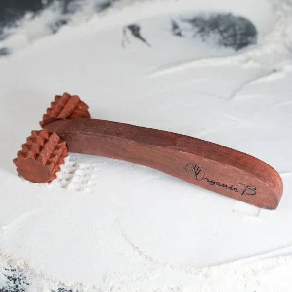 Organic B Wooden Massager|Hand Massager Roller|Body Stress Acupressure-300gm - Orgoshops
