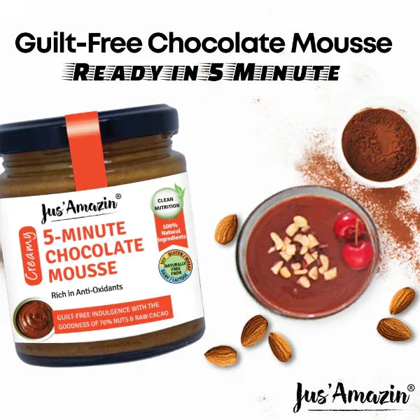 Jus Amazin 100% Natural 5-Minute Chocolate Mousse (200g) | Only 5 Ingredients - Orgoshops