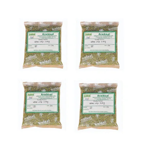 Araikkal : Pasipayaru / Green moong Dal / Dal / Moong Dal 250g ( Pack of 4 ) - Orgoshops