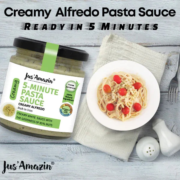 Jus Amazin 100% Natural 5-Minute Pasta Sauce - Creamy Alfredo (200g) - Orgoshops