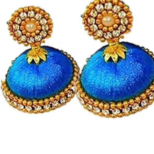 Blue Silk Thread Necklace Set - Orgoshops