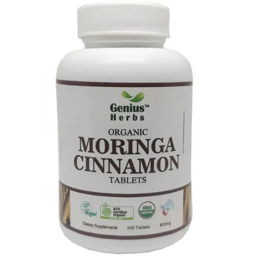 Genius Herbs Organic Moringa Chinnamon Tablets - 100 Tablets - Orgoshops