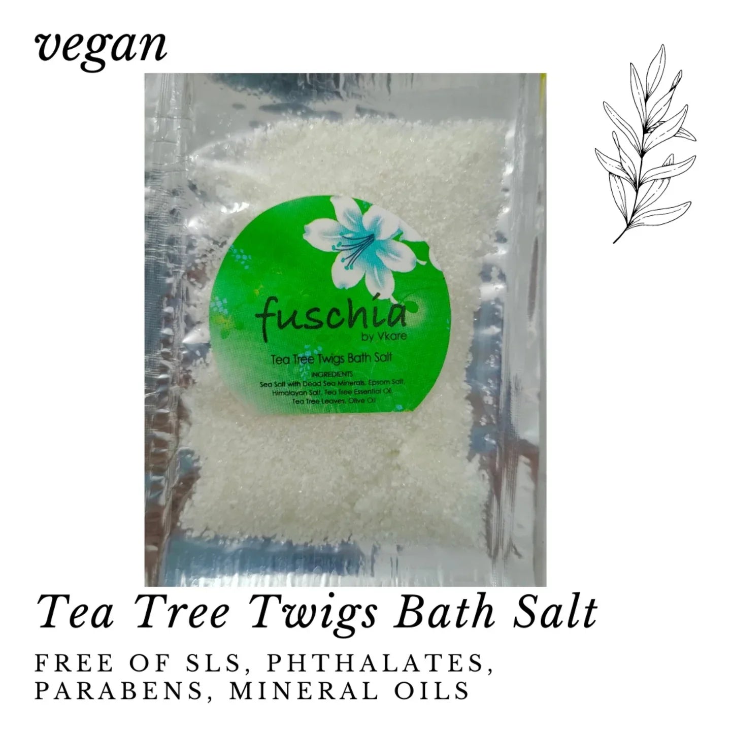 Fuschia - Tea Tree Twigs Bath salt- 15 gms(PACK OF 3) - Orgoshops