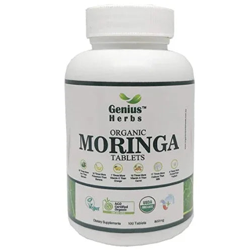 Genius Herbs Organic Moringa tablets,100 Tablets (500mg) - Orgoshops