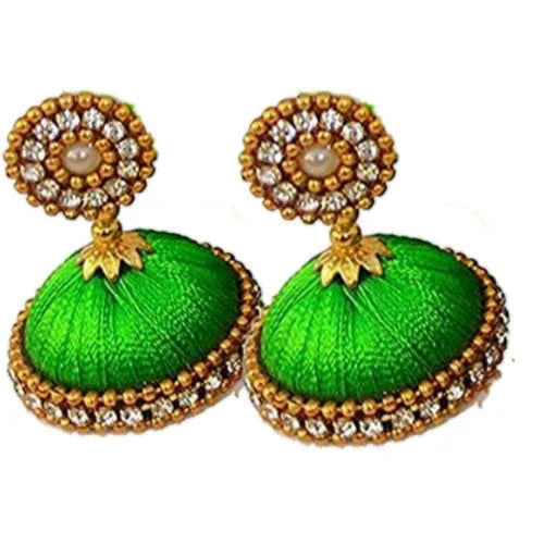 Parrot Green Silk Thread Necklace Set - Orgoshops