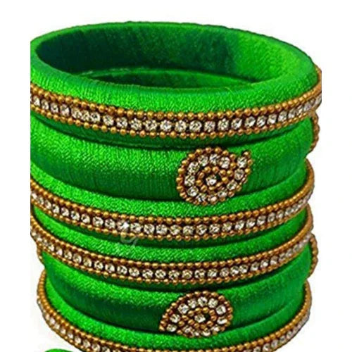 Parrot Green Silk Thread Necklace Set - Orgoshops