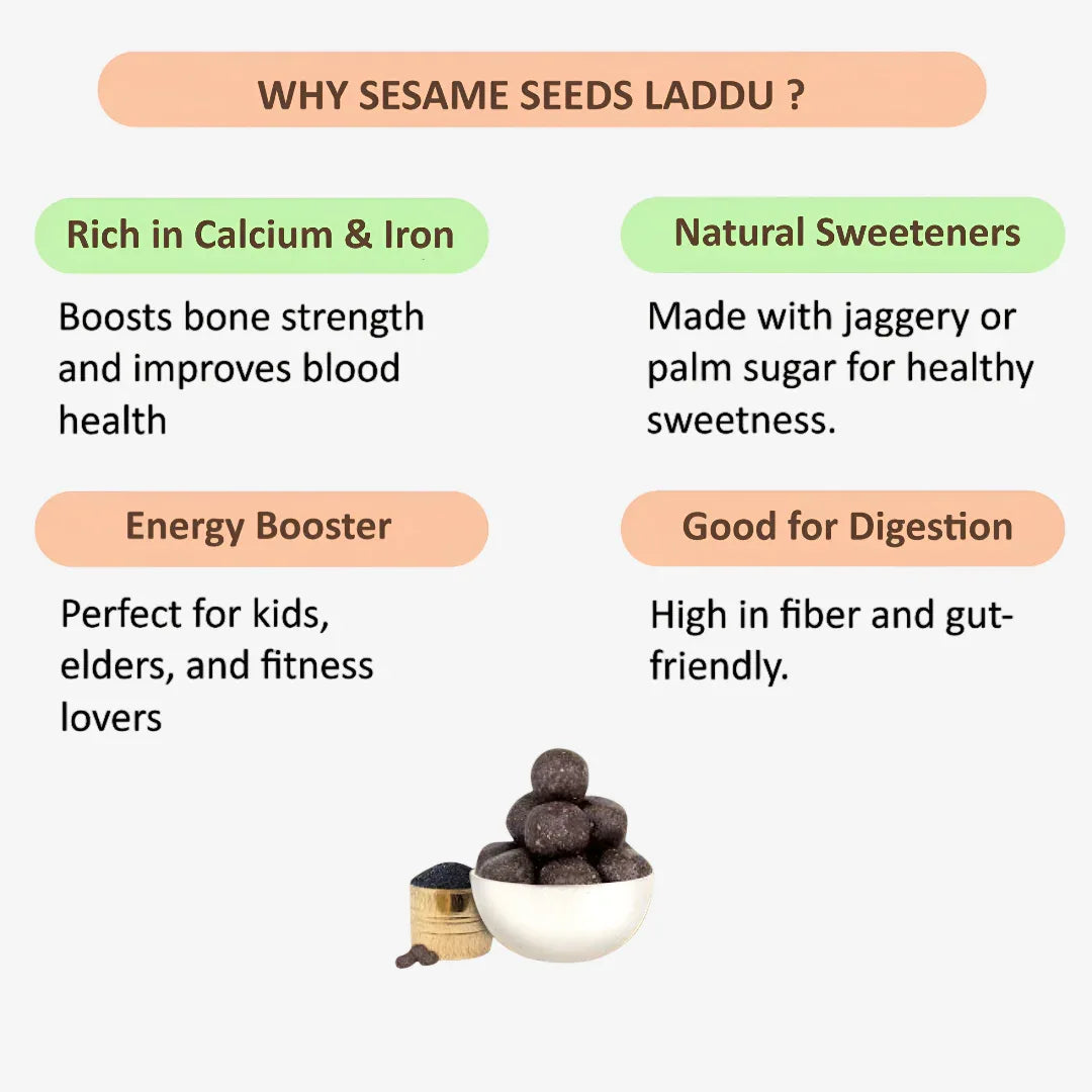 Kvb Foods Sesame Seed Laddu | Ellu Urundai - 9 Pcs (175 g - Pack of 2) - Orgoshops