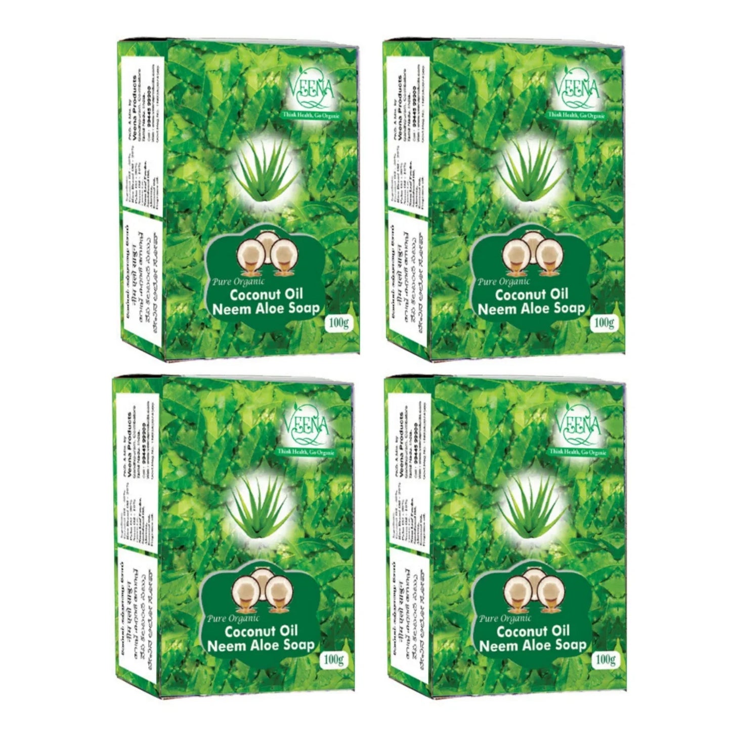 Veena Neem Aloe Soap - 100 g ( Pack of 4 ) - Orgoshops
