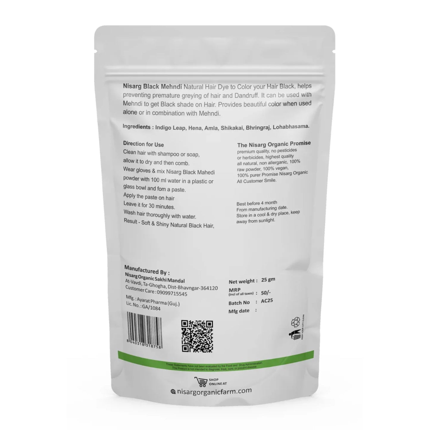 Nisarg Organic Farm Nisarg Black Mehndi - Orgoshops