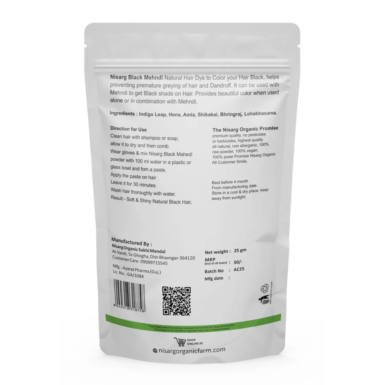 Nisarg Organic Farm Nisarg Black Mehndi - Orgoshops