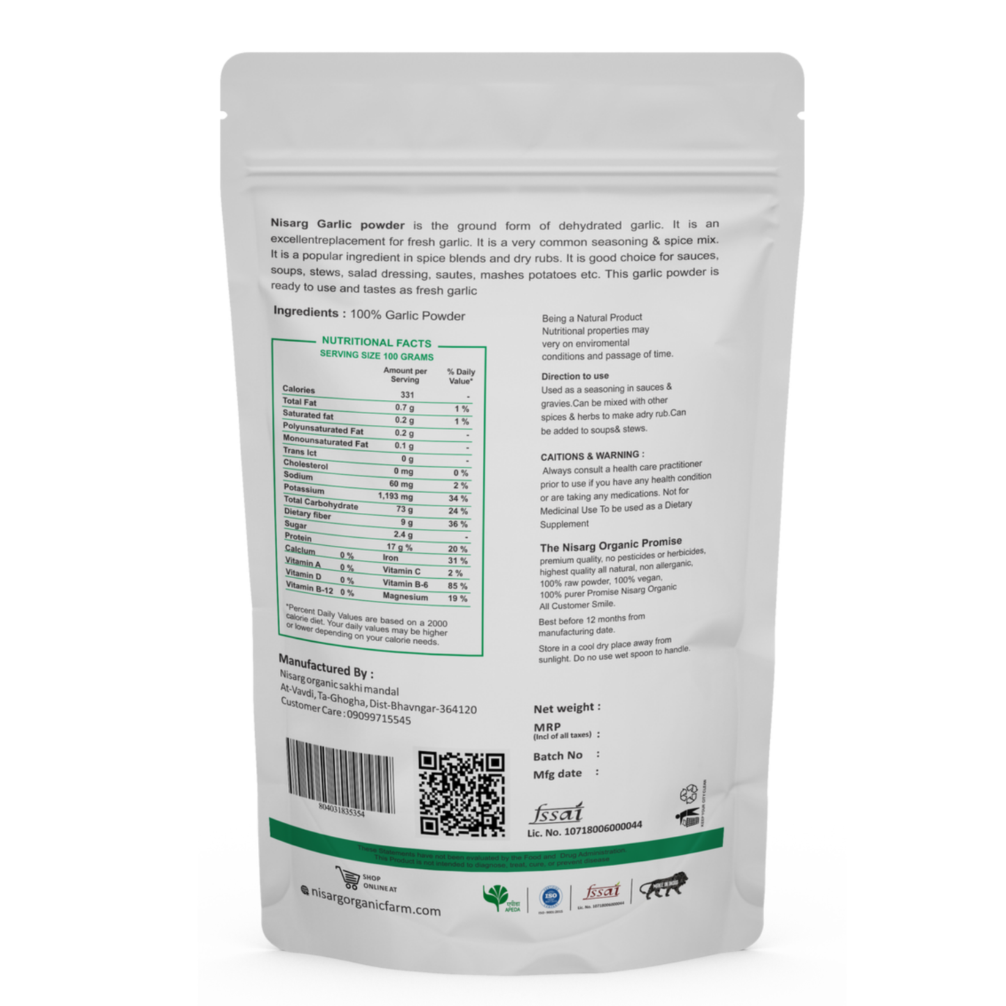 Nisarg Organic Farm Garlic Powder
