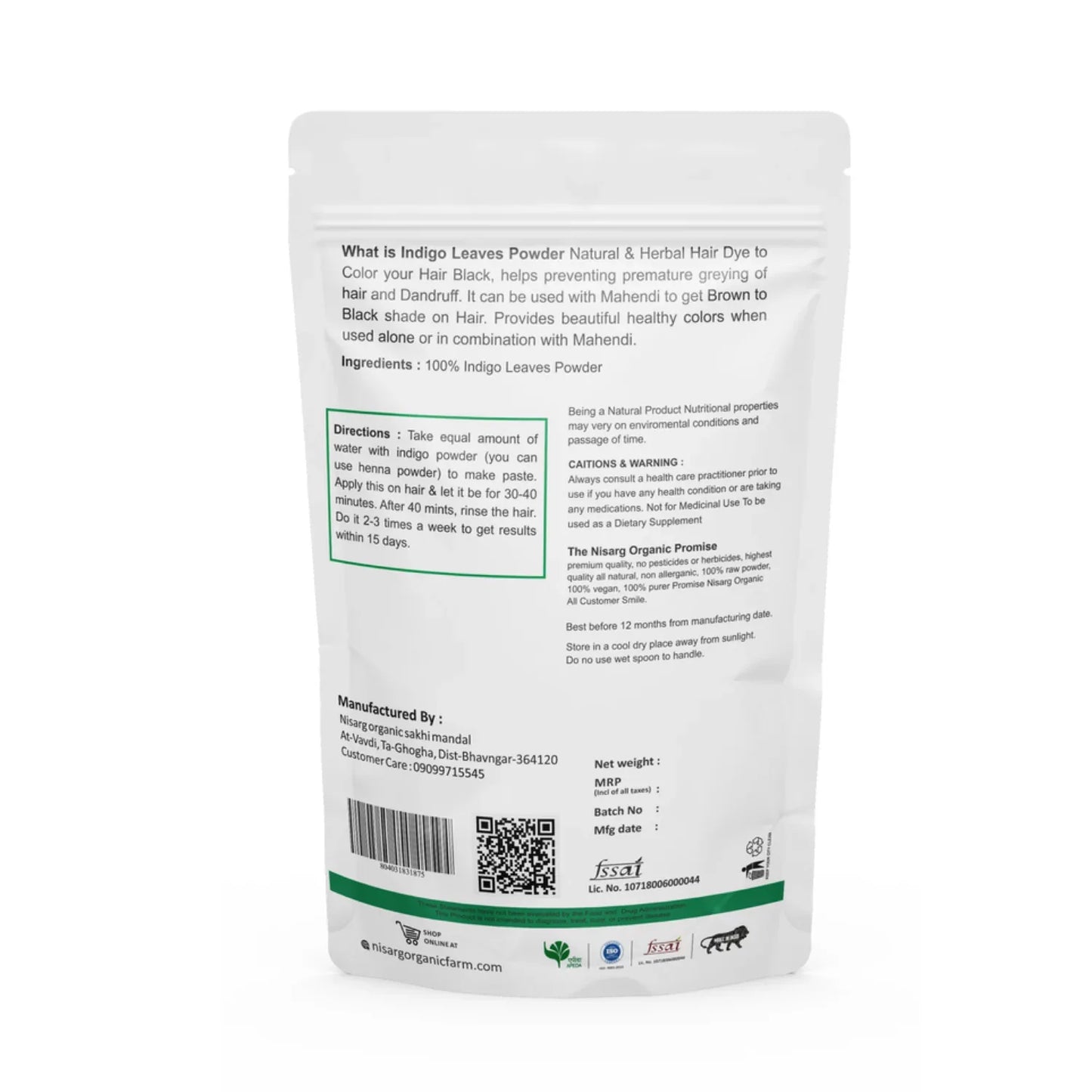 Nisarg Organic Farm Indigo Leaf Powder - Orgoshops