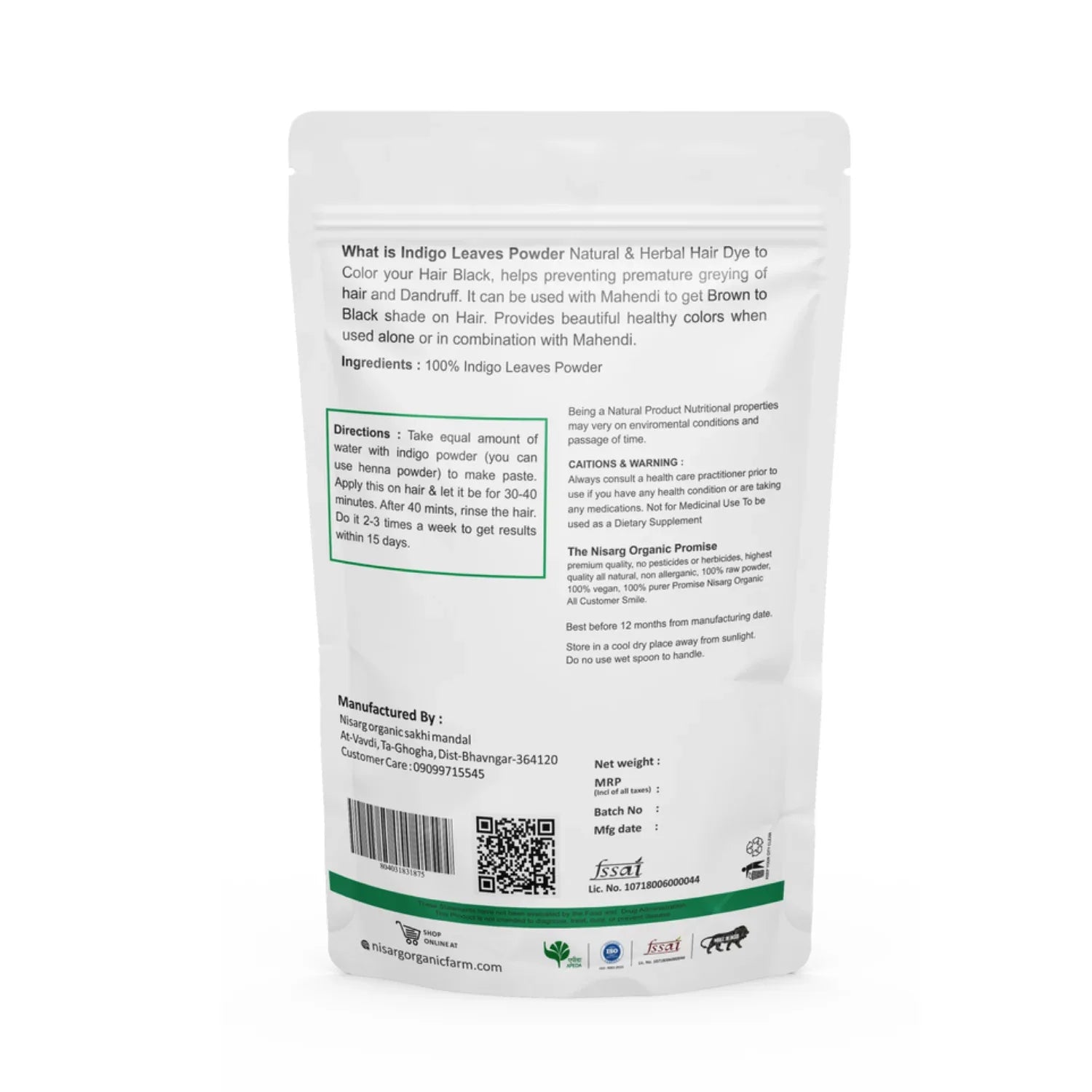 Nisarg Organic Farm Indigo Leaf Powder - Orgoshops