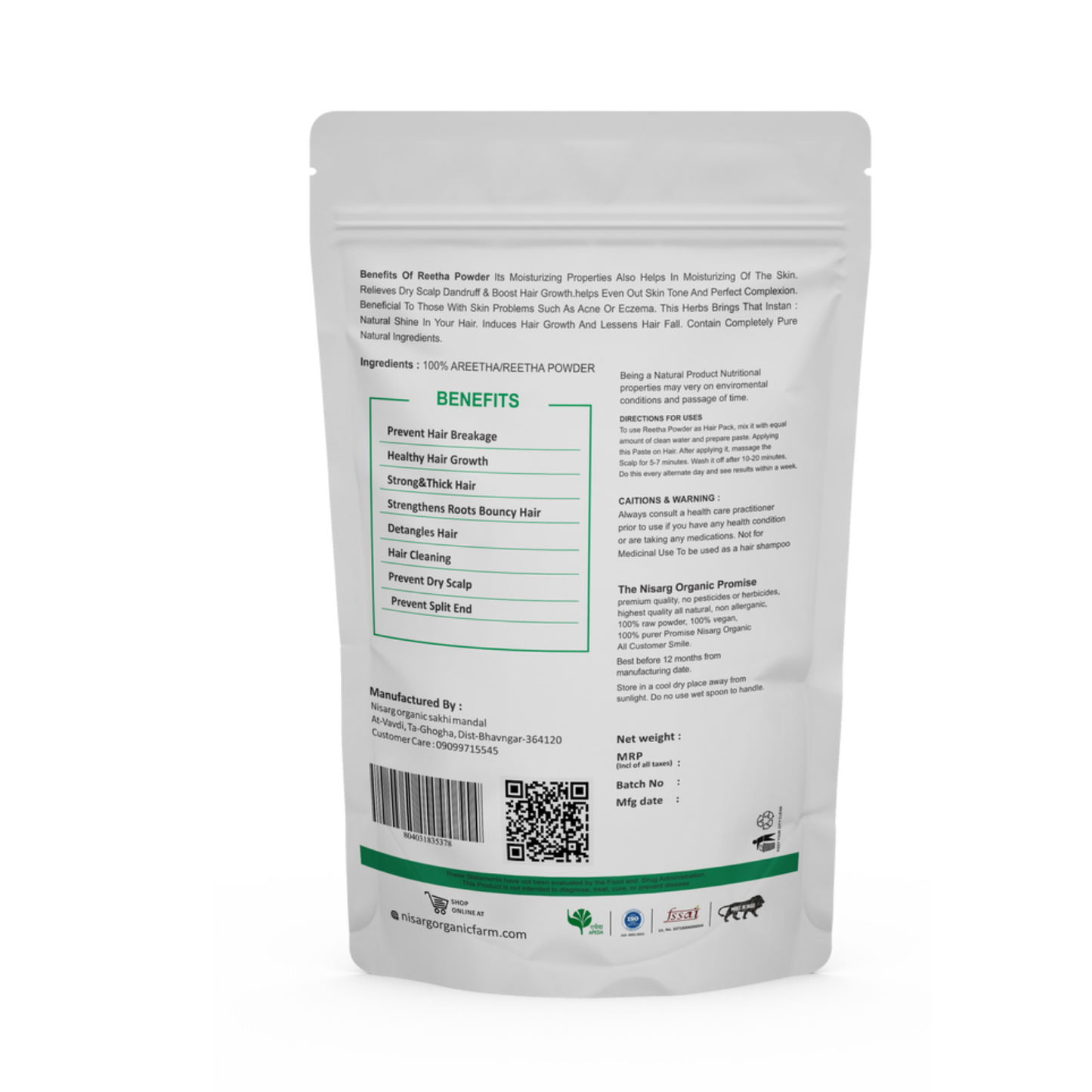 Nisarg Organic Farm Aretha/ Reetha/ Soapnut Powder