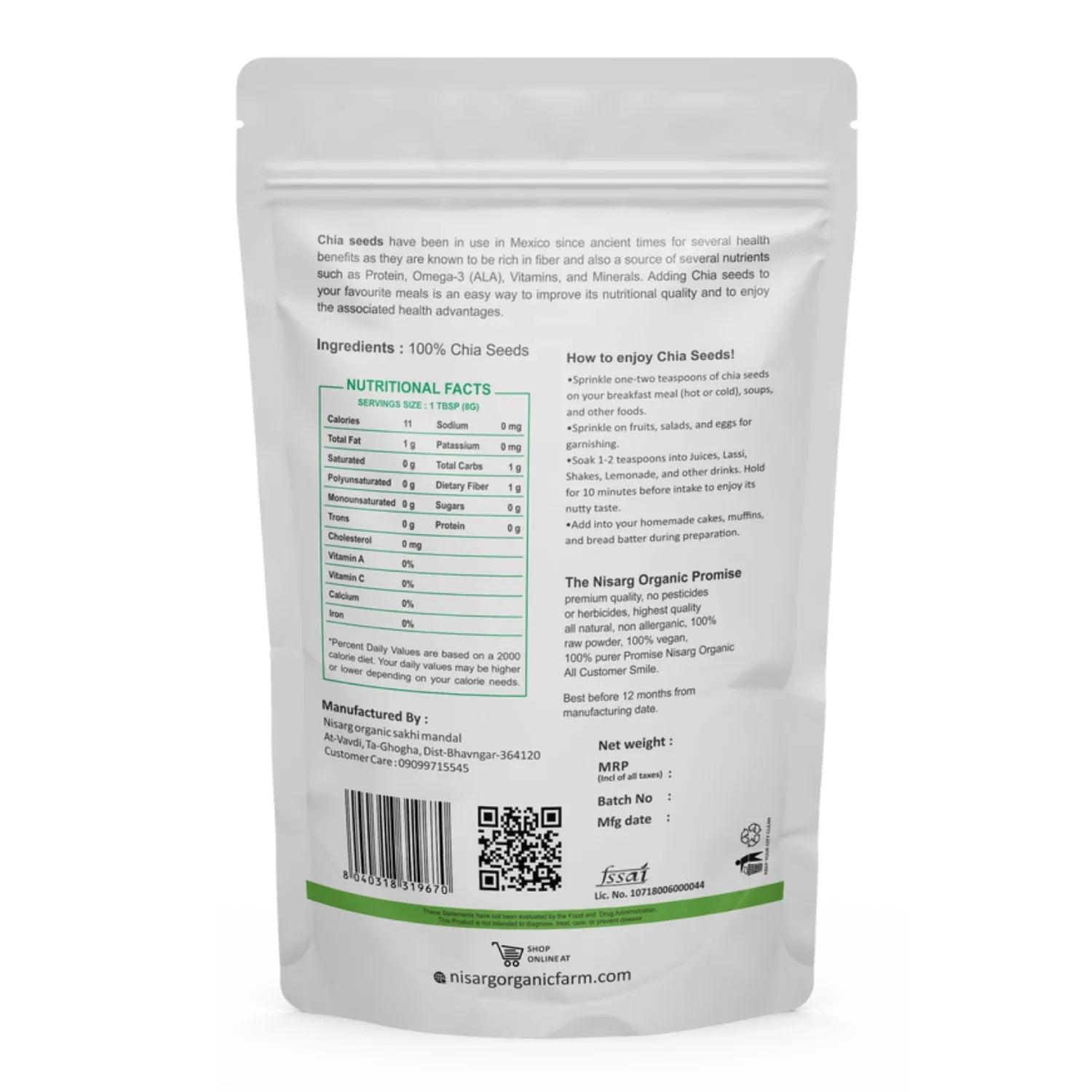 Nisarg Organic Farm Chia Seeds - Orgoshops