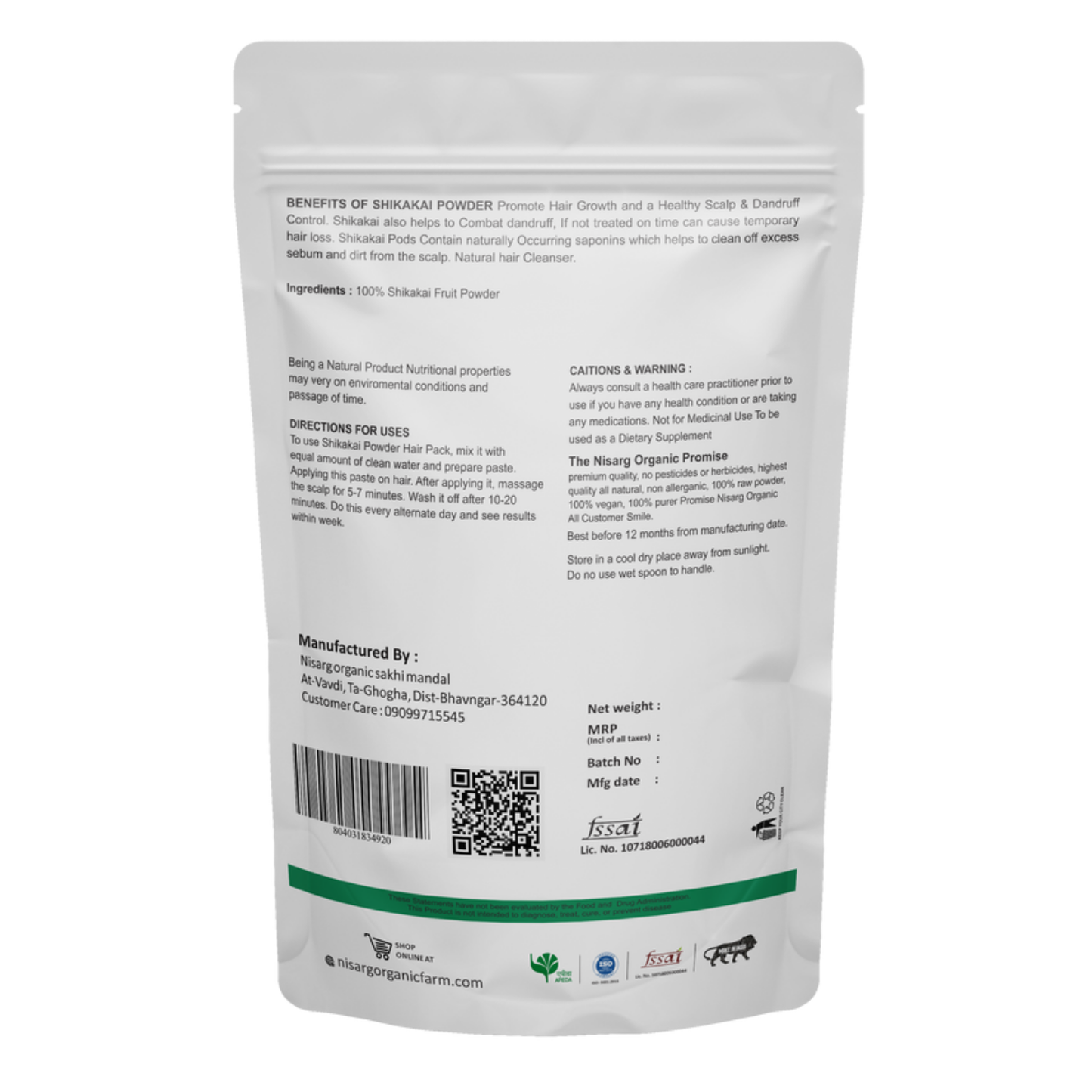 Nisarg Organic Farm Shikakai Fruit Powder