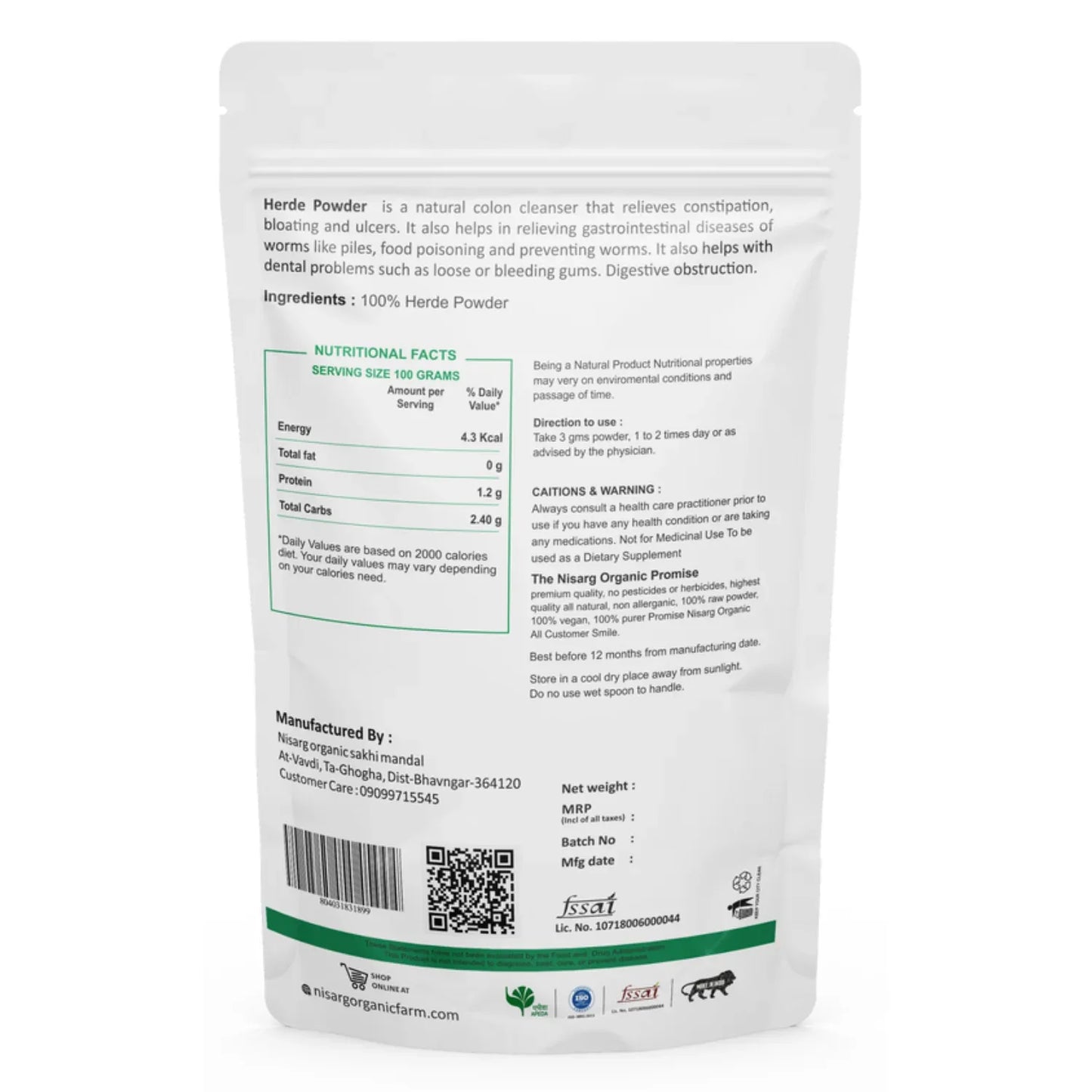 Nisarg Organic Farm Harde Powder - Orgoshops
