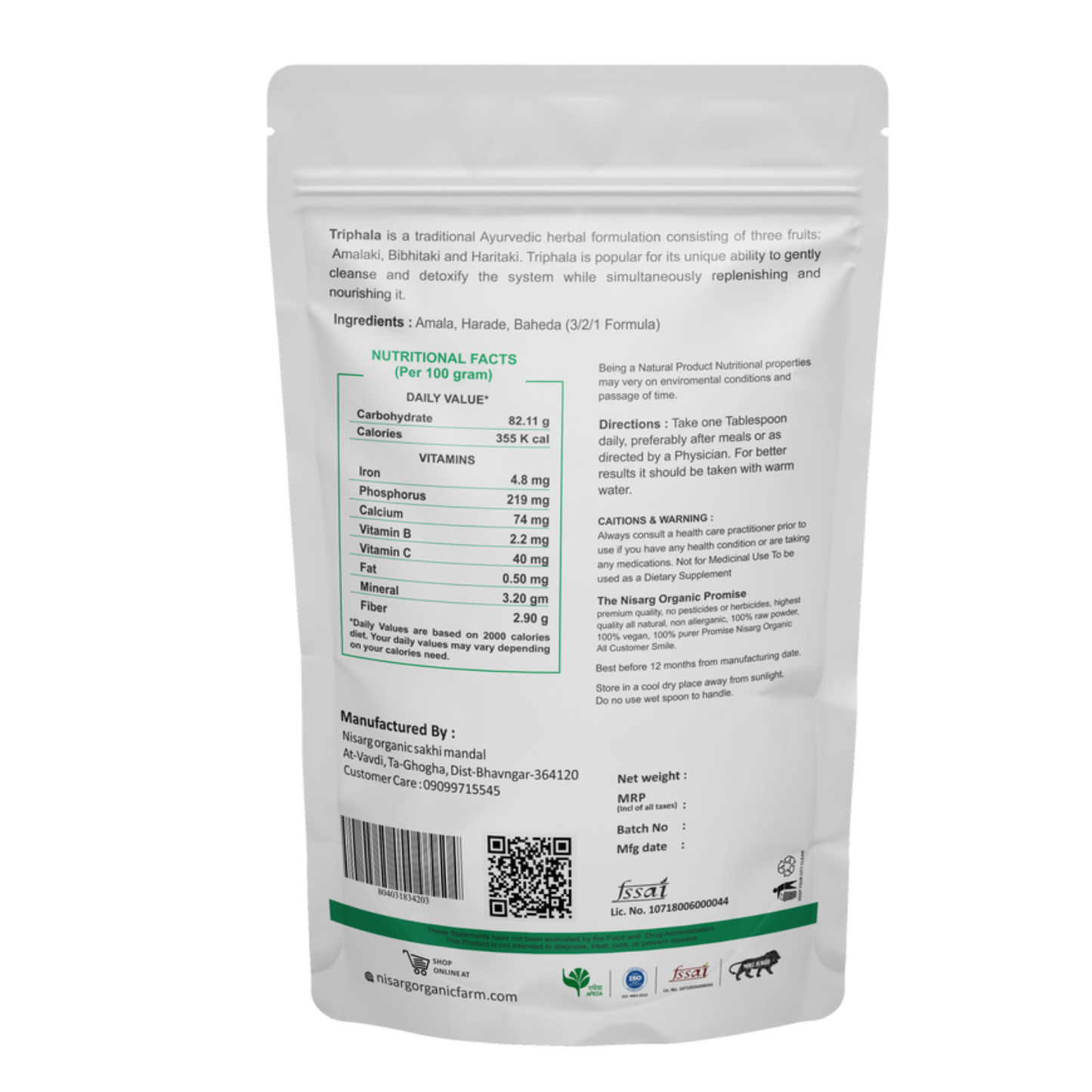 Nisarg Organic Farm Triphala Powder