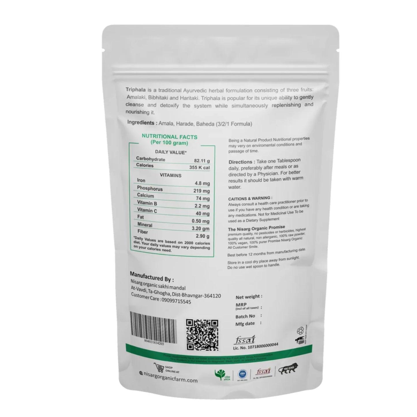 Nisarg Organic Farm Triphala Powder - Orgoshops