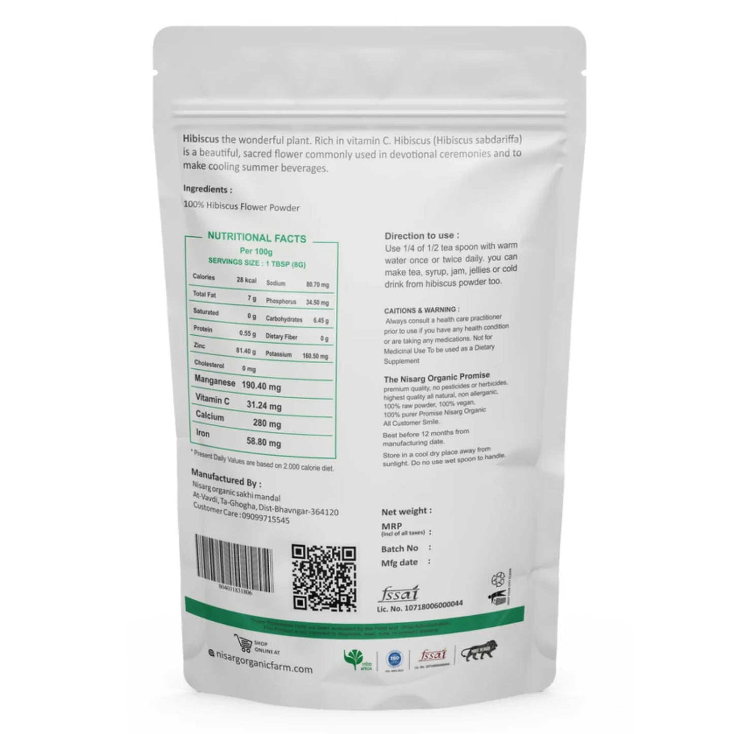 Nisarg Organic Farm Hibiscus Powder - Orgoshops