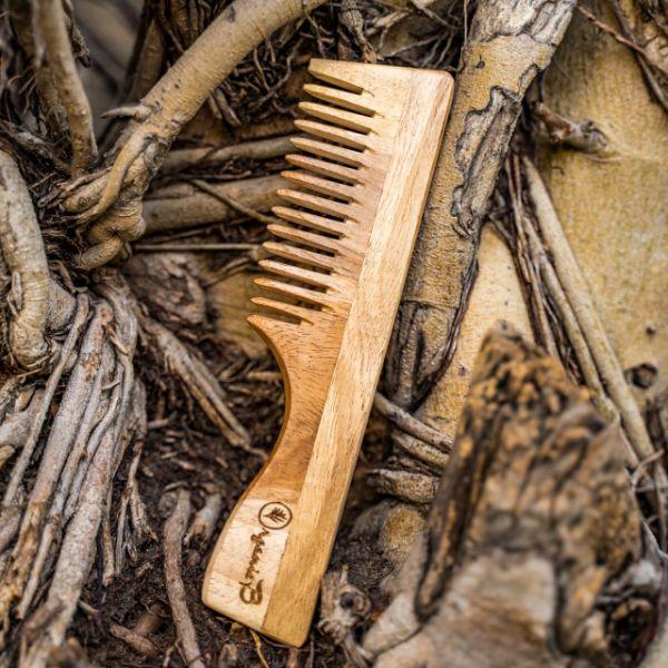 Neem Wood Wide Teeth Handle Comb-300gm - Orgoshops