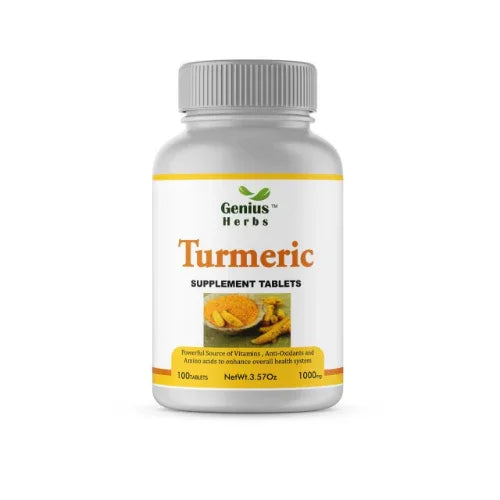 Genius Herbs Tumeric Tablets - 100 Tablets (1000mg) - Orgoshops