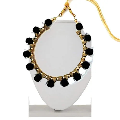 Silk Thread Fashion Necklace For Girls and Womens ( White with Black ) - Orgoshops