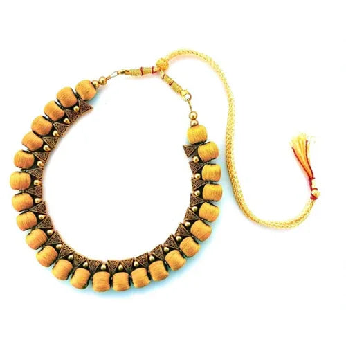 Silk Thread Fashion Necklace For Girls and Womens ( Yellow ) - Orgoshops