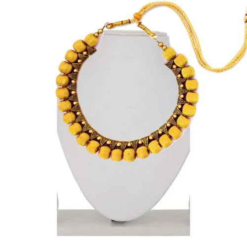 Silk Thread Fashion Necklace For Girls and Womens ( Yellow ) - Orgoshops