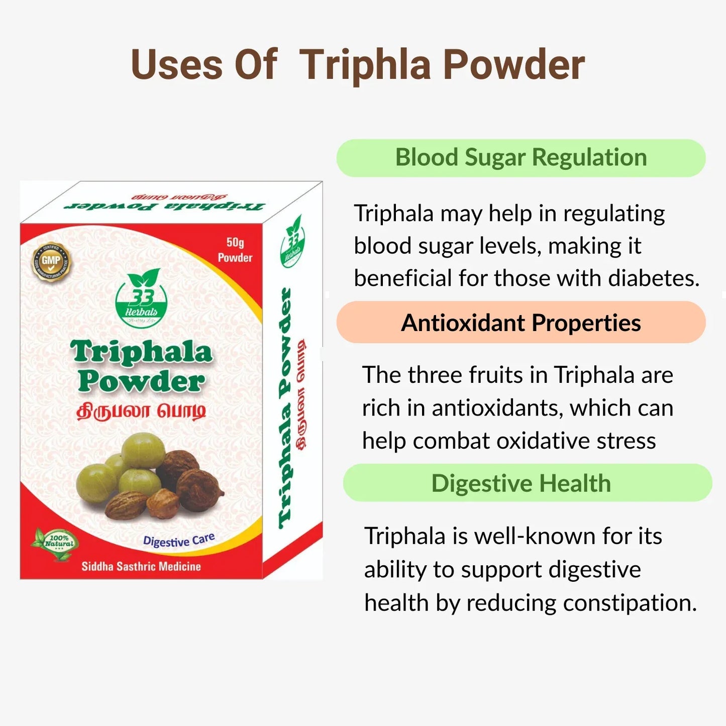 33 Herbals Triphla Powder - 50 g ( Pack of 2) - Orgoshops