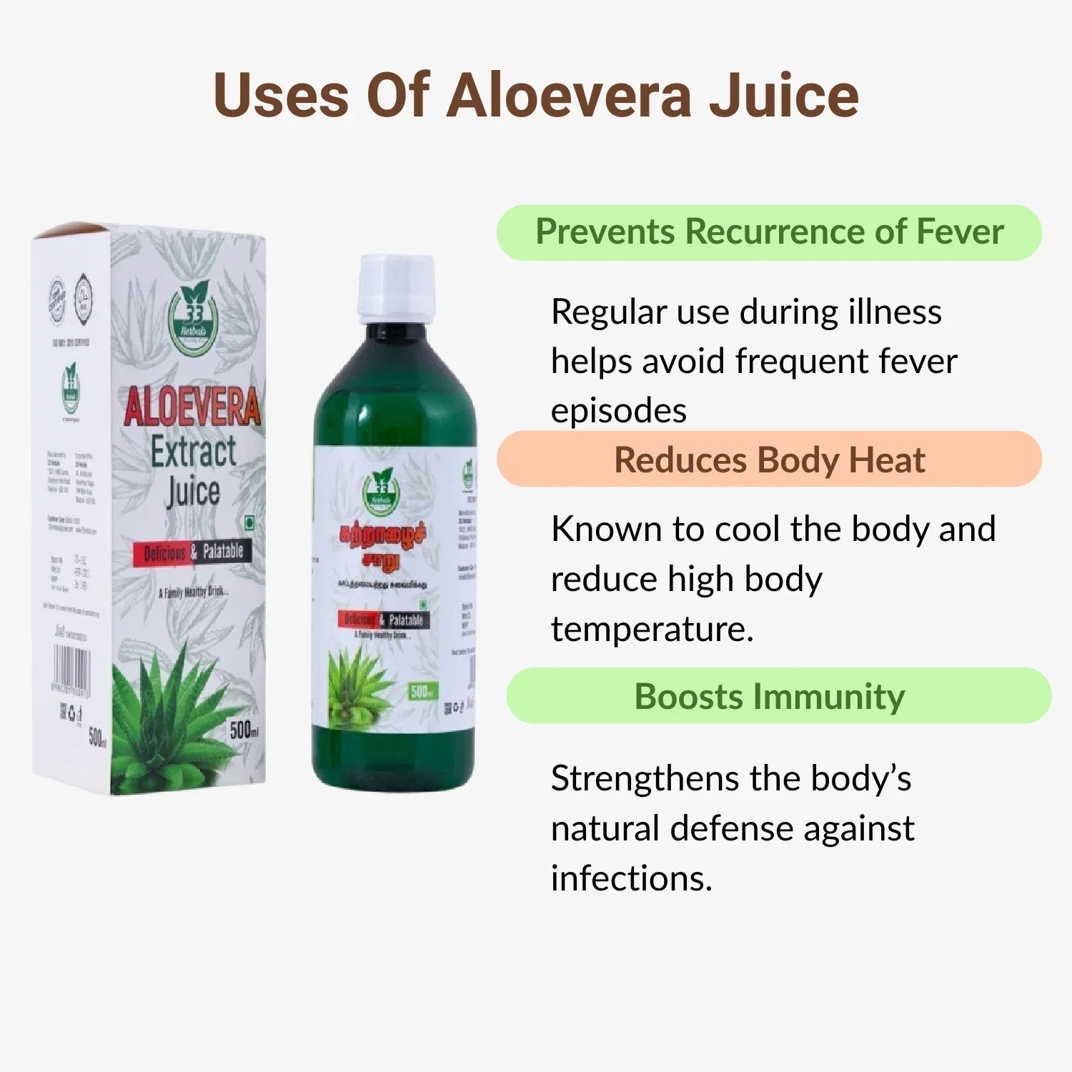 33 Herbals Aloevera Juice - 500 ml - Orgoshops
