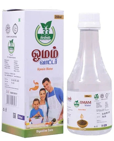 33 Herbals Omam Water 200 ml | Herbal Ajwain Digestive Drink - Orgoshops