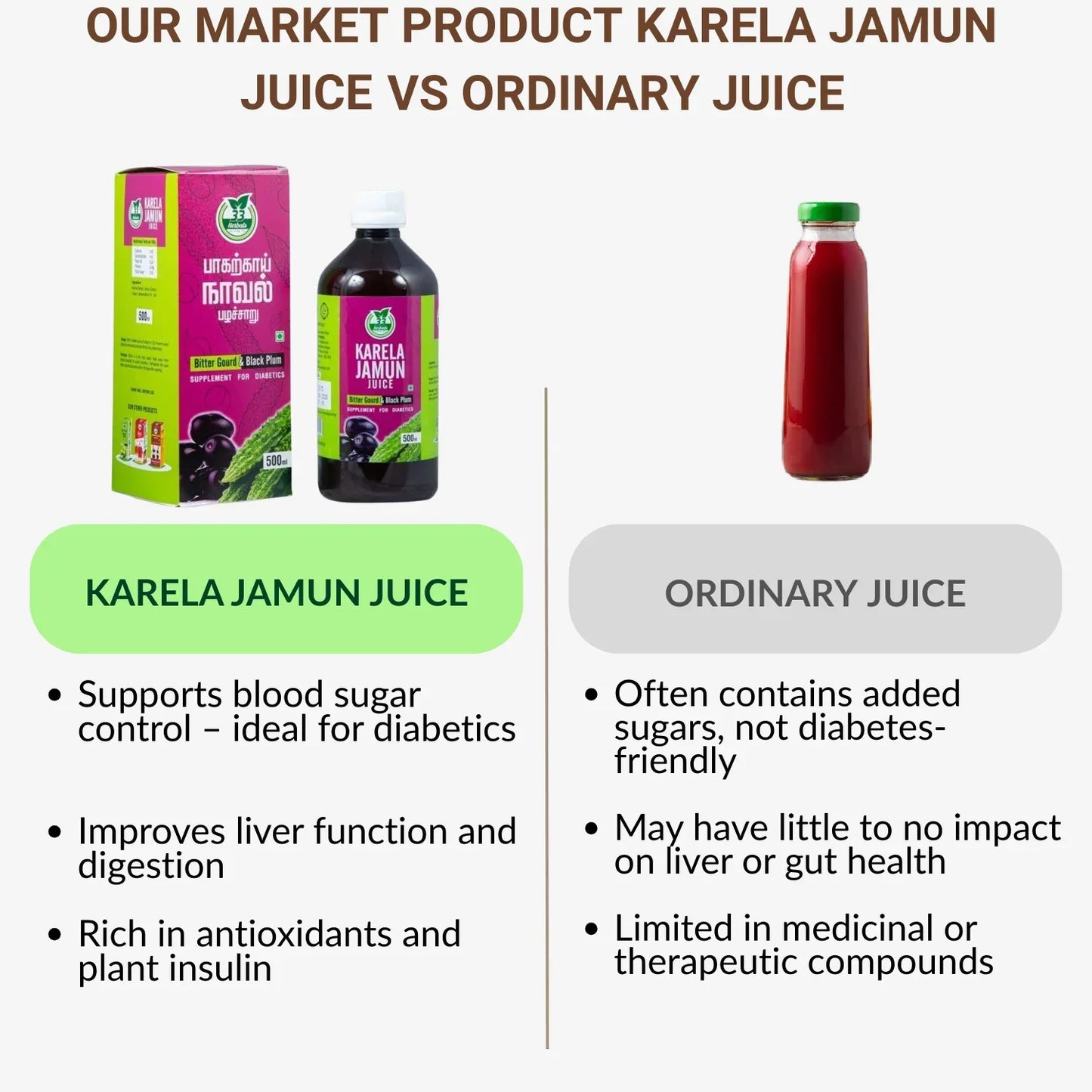 33 Herbals Karela Jamun Juice - 500 ml - Orgoshops