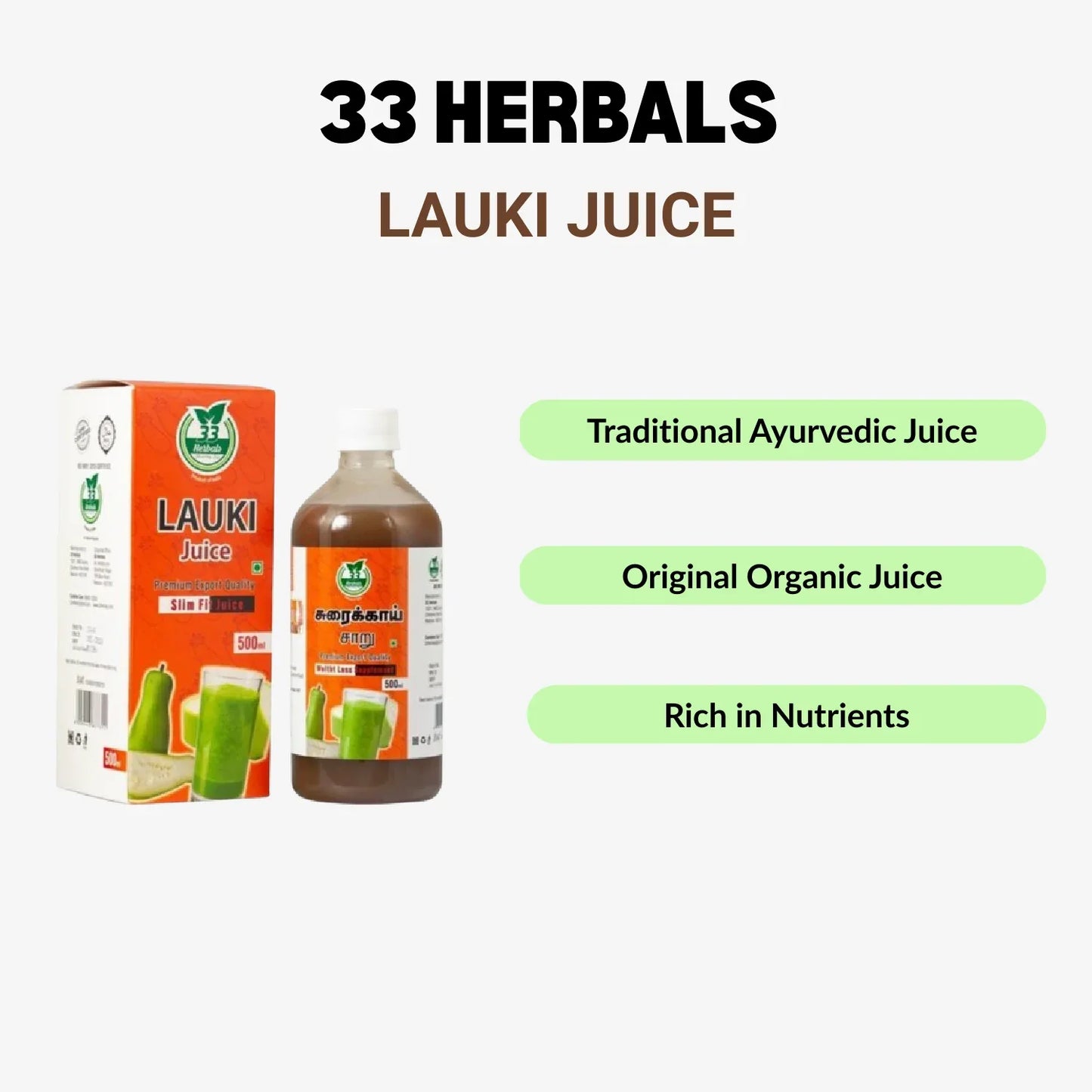 33 Herbals Lauki Juice( Surakkai Charu) - 500 ml - Orgoshops