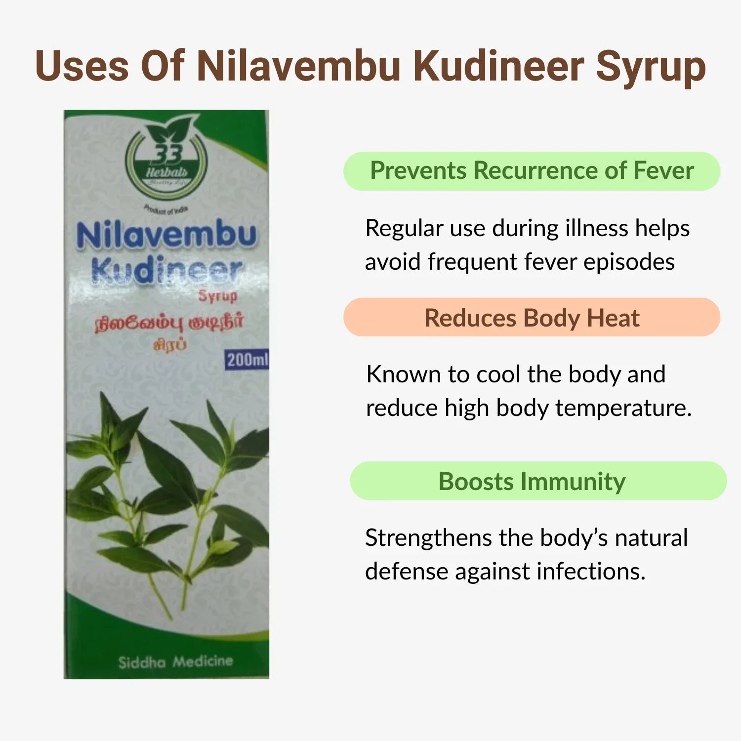 33 Herbals Nilavembu Kudineer syrup - 200 ml - Orgoshops