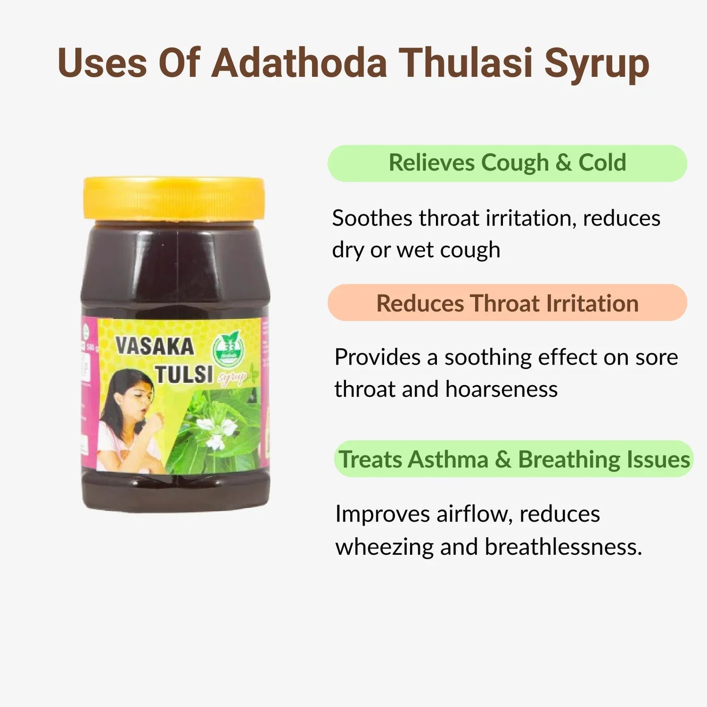 33 Herbals Adathoda Thulasi Syrup - 500 g - Orgoshops