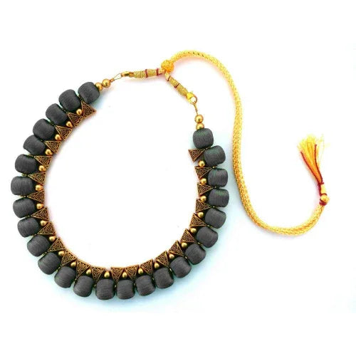 Silk Thread Fashion Necklace For Girls and Womens ( Grey ) - Orgoshops